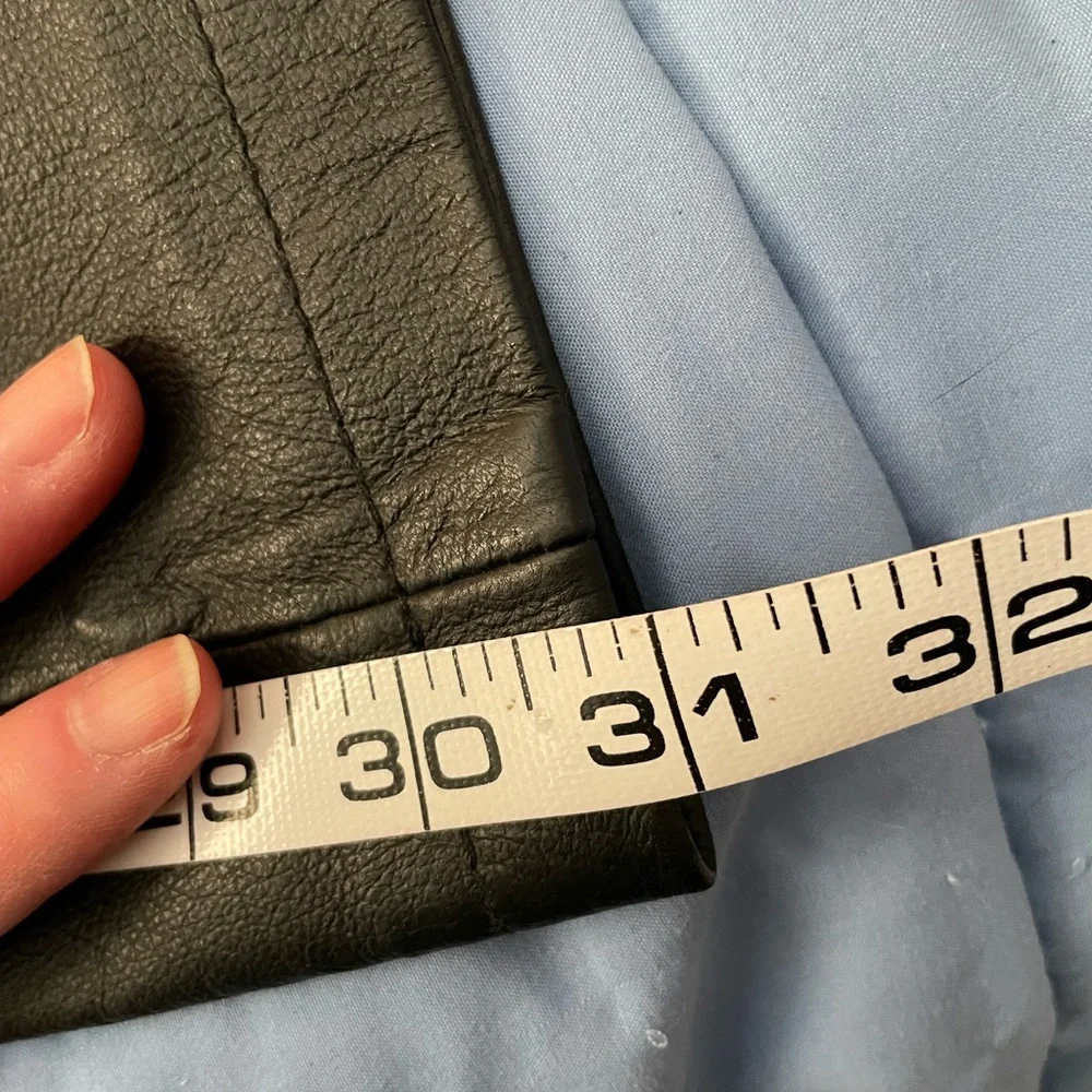 Newport News Leather Black Pant size 8 lined 5 pocket button zipper straight leg - Picture 13 of 15